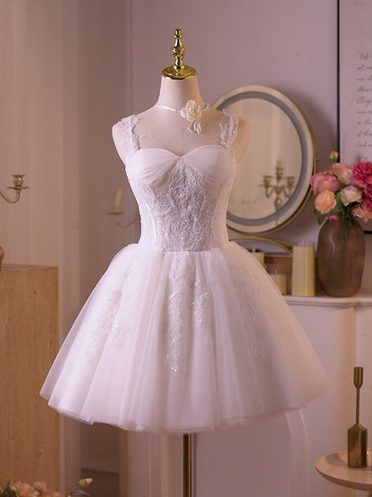 Vestido de fiesta de tul con lunares negros y tirantes finos hc466 