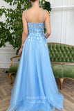 Prom Dress 2025 3D Flower Prom Dresses Spaghetti Strap Formal Dresses 21579-unique elegant Prom Dresses-Light Blue-US2-vigocouture