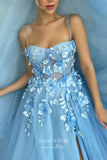 Prom Dress 2025 3D Flower Prom Dresses Spaghetti Strap Formal Dresses 21579-unique elegant Prom Dresses-Light Blue-US2-vigocouture