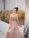 Prom Dress 2025 A-line Beaded Prom Dresses 20168-unique elegant Prom Dresses-Blush-US2-vigocouture