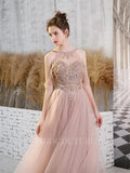 Prom Dress 2025 A-line Beaded Prom Dresses 20168-unique elegant Prom Dresses-Blush-US2-vigocouture