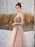 Prom Dress 2025 A-line Beaded Prom Dresses 20168-unique elegant Prom Dresses-Blush-US2-vigocouture