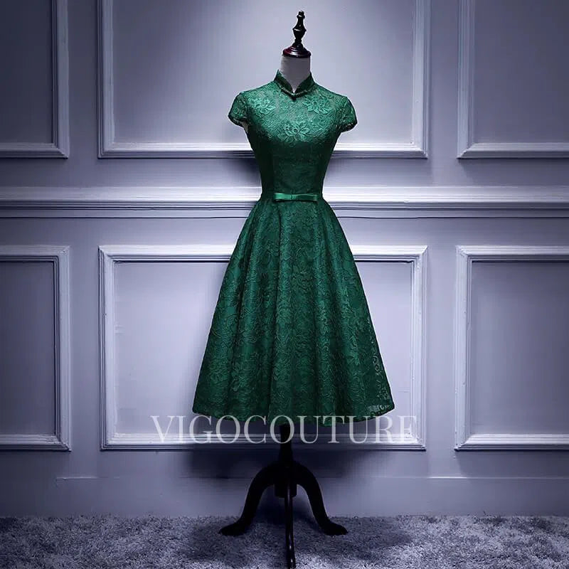 A-line Lace Homecoming Dress Mid-length High Neck Prom Dress 20276 vigocouture A-line Lace Homecoming Dress Mid-length High Neck Prom Dress 20276 vigocouture