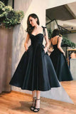 Short Prom Dresses 2025 A-Line Sweetheart Neck Homecoming Dress Satin Maxi Hoco Dress hc023-Prom Dresses-vigocouture-Black-US2-vigocouture