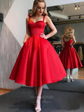 Short Prom Dresses 2025 A-Line Sweetheart Neck Homecoming Dress Satin Maxi Hoco Dress hc023-Prom Dresses-vigocouture-Red-US2-vigocouture