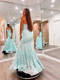 Prom Dress 2025 Aqua Lace Applique Mermaid Prom Dresses Boned Bodice Strapless Evening Dress 24065-unique elegant Prom Dresses-Aqua-Custom Size-vigocouture