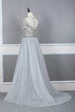 Prom Dress 2025 Beaded A-line Prom Dress Round Neck Evening Dresses 20060-unique elegant Prom Dresses-Grey-US2-vigocouture