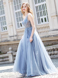 Prom Dress 2025 Beaded A-Line Prom Dresses Plunging V-Neck Evening Dresses 20797-unique elegant Prom Dresses-Light Blue-US2-vigocouture