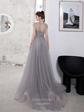 Prom Dress 2025 Beaded Cap Sleeve Prom Dress 20227-unique elegant Prom Dresses-Grey-US2-vigocouture