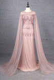 Prom Dress 2025 Beaded Cape Sleeve Prom Dresses Sheath 1920s Mother of the Bride Dresses 22130-unique elegant Prom Dresses-Pink-US2-vigocouture