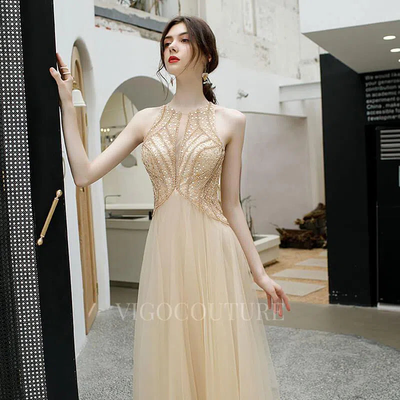 Prom Dress 2025 Beaded Champagne Prom Gown A-line Backless Prom Dresses 20170-unique elegant Prom Dresses-Champagne-US2-vigocouture