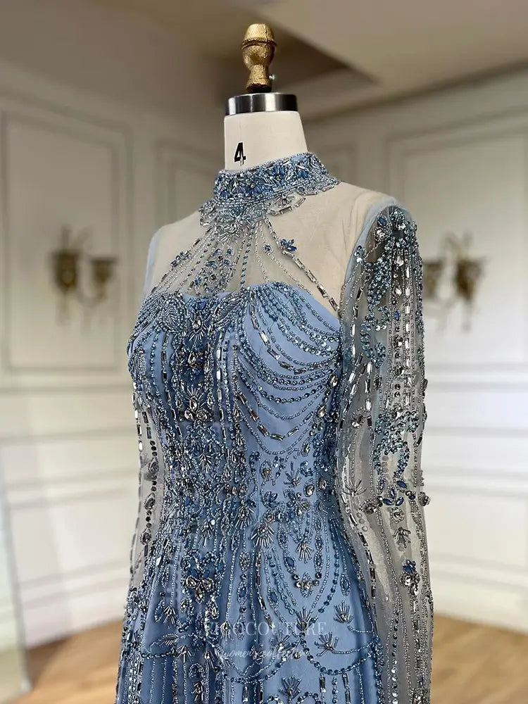 Prom Dresses 2025 to impress Beaded Evening Gown with Sheer Long Sleeves & High Neck Design - Style 25323-vigocouture-vigocouture