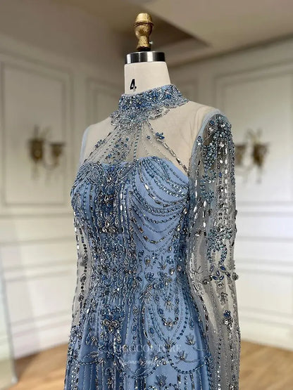 Prom Dresses 2025 to impress Beaded Evening Gown with Sheer Long Sleeves & High Neck Design - Style 25323-vigocouture-vigocouture