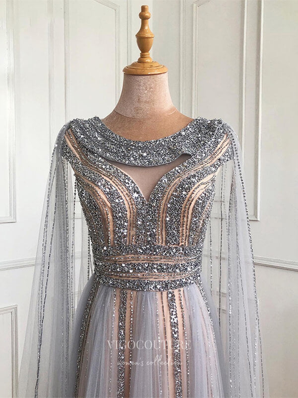 Beaded Extra Long Sleeve Prom Dresses Boat Neck Evening Dresses 21248 Champagne / Custom Size Beaded Extra Long Sleeve Prom Dresses Boat Neck Evening Dresses 21248 Champagne / Custom Size