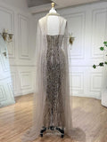 Prom Dress 2025 Beaded Feather Mermaid Pageant Dresses Removable Cape Sleeve Mother of the Bride Dress 25025-unique elegant Prom Dresses-As Pictured-US2-vigocouture