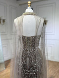 Prom Dress 2025 Beaded Feather Mermaid Pageant Dresses Removable Cape Sleeve Mother of the Bride Dress 25025-unique elegant Prom Dresses-As Pictured-US2-vigocouture