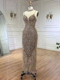 Prom Dress 2025 Beaded Feather Mermaid Pageant Dresses Spaghetti Strap Evening Dress 25027-unique elegant Prom Dresses-As Pictured-US2-vigocouture