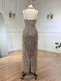 Prom Dress 2025 Beaded Feather Mermaid Pageant Dresses Spaghetti Strap Evening Dress 25027-unique elegant Prom Dresses-As Pictured-US2-vigocouture