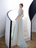 Prom Dress 2025 Beaded Half Sleeve Boat Neck Prom Dress 20246-unique elegant Prom Dresses-Champagne-US2-vigocouture