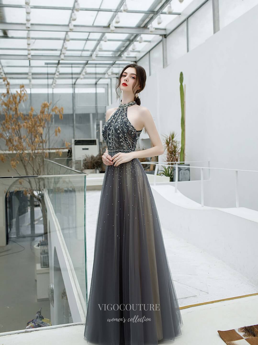 Beaded Halter Neck Prom Dress 20186 Custom Colors / US4 Beaded Halter Neck Prom Dress 20186 Custom Colors / US4