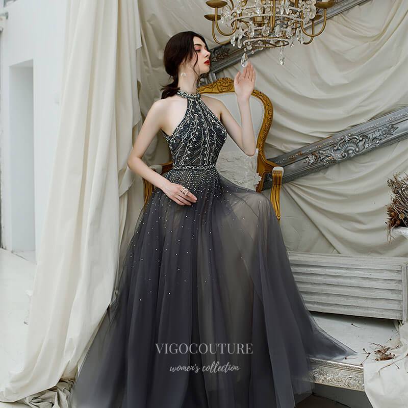 Beaded Halter Neck Prom Dress 20186 Custom Colors / US4 Beaded Halter Neck Prom Dress 20186 Custom Colors / US4