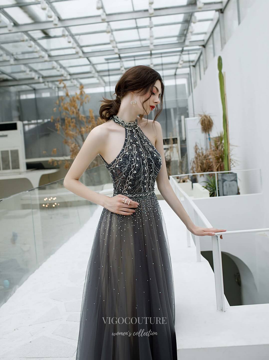 Beaded Halter Neck Prom Dress 20186 Custom Colors / US4 Beaded Halter Neck Prom Dress 20186 Custom Colors / US4
