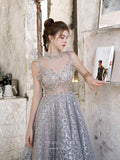 Prom Dress 2025 Beaded High Neck Prom Dress 20231-unique elegant Prom Dresses-Silver-US2-vigocouture