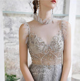 Prom Dress 2025 Beaded High Neck Prom Dress 20231-unique elegant Prom Dresses-Silver-US2-vigocouture