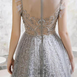 Prom Dress 2025 Beaded High Neck Prom Dress 20231-unique elegant Prom Dresses-Silver-US2-vigocouture