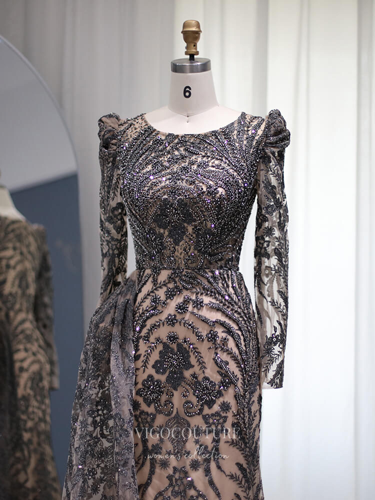 Beaded Lace Prom Dresses Long Sleeve Mother of the Bride Dress 22152 Navy Blue / US8 Beaded Lace Prom Dresses Long Sleeve Mother of the Bride Dress 22152 Navy Blue / US8