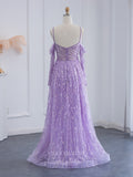 Prom Dress 2025 Beaded Lace Prom Dresses Spaghetti Strap Evening Dress 22146-unique elegant Prom Dresses-Lavender-US2-vigocouture