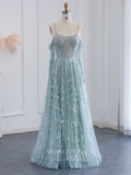 Prom Dress 2025 Beaded Lace Prom Dresses Spaghetti Strap Evening Dress 22146-unique elegant Prom Dresses-Light Green-US2-vigocouture