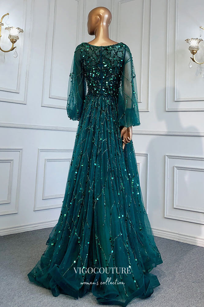 Beaded Long Sleeve Formal Dresses A-Line Prom Dress 21625 Champagne / US14 Beaded Long Sleeve Formal Dresses A-Line Prom Dress 21625 Champagne / US14