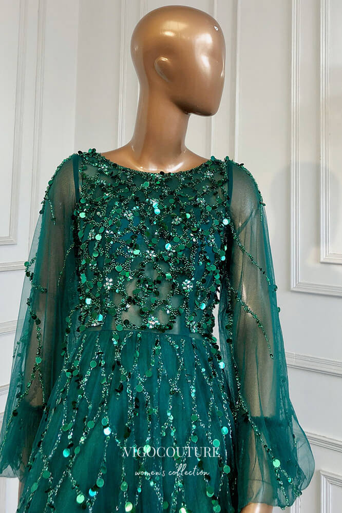 Beaded Long Sleeve Formal Dresses A-Line Prom Dress 21625 Champagne / US14 Beaded Long Sleeve Formal Dresses A-Line Prom Dress 21625 Champagne / US14