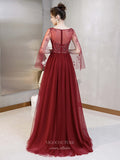 Prom Dress 2025 Beaded Long Sleeve Prom Dress 20211-unique elegant Prom Dresses-Red-US2-vigocouture