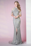 Prom Dress 2025 Beaded Mermaid Halter Neck Prom Dress 20798-unique elegant Prom Dresses-Grey-US2-vigocouture