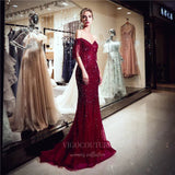 Prom Dress 2025 Beaded Mermaid Off the Shoulder Prom Dress 20297-unique elegant Prom Dresses-Burgundy-US2-vigocouture