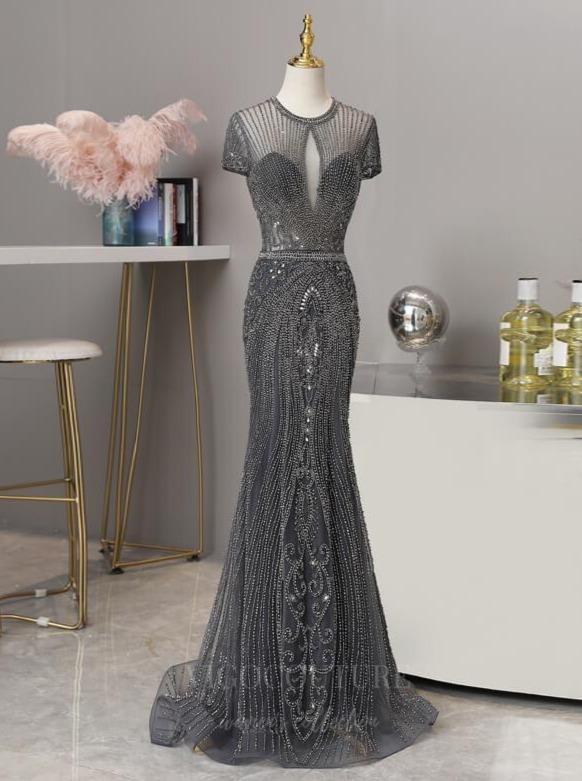 Prom Dress 2025 Beaded Mermaid Prom Dress 20159-unique elegant Prom Dresses-Navy Blue-US2-vigocouture