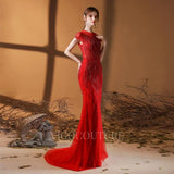 Prom Dress 2025 Beaded Mermaid Prom Dresses 20062-unique elegant Prom Dresses-Red-US2-vigocouture