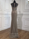 Prom Dress 2025 Beaded Mermaid Prom Dresses Cap Sleeve Formal Dresses 21259-unique elegant Prom Dresses-Grey-US2-vigocouture