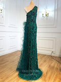 Prom Dress 2025 Beaded Mermaid Prom Dresses One Shoulder Evening Dresses 21222-unique elegant Prom Dresses-Green-US2-vigocouture