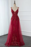 Prom Dress 2025 Beaded Mermaid Prom Dresses Plunging V-Neck Evening Dresses 20803-unique elegant Prom Dresses-Red-US2-vigocouture