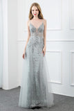 Prom Dress 2025 Beaded Mermaid Prom Dresses Plunging V-Neck Evening Dresses 20803-unique elegant Prom Dresses-Silver-US2-vigocouture