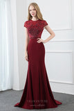 Prom Dress 2025 Beaded Mermaid Satin Prom Dress 20810-unique elegant Prom Dresses-Red-US2-vigocouture