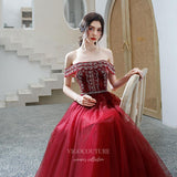 Prom Dress 2025 Beaded Off the Shoulder Prom Dress 20203-unique elegant Prom Dresses-Red-US2-vigocouture