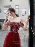 Prom Dress 2025 Beaded Off the Shoulder Prom Dress 20203-unique elegant Prom Dresses-Red-US2-vigocouture