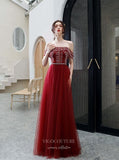 Prom Dress 2025 Beaded Off the Shoulder Prom Dress 20203-unique elegant Prom Dresses-Red-US2-vigocouture