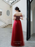 Prom Dress 2025 Beaded Off the Shoulder Prom Dress 20203-unique elegant Prom Dresses-Red-US2-vigocouture