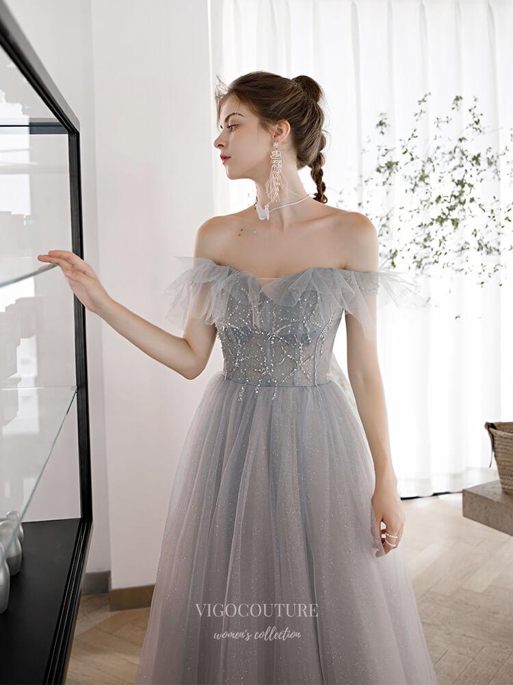 Prom Dress 2025 Beaded Off the Shoulder Prom Dress 20242-unique elegant Prom Dresses-Blush-US2-vigocouture