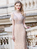 Prom Dress 2025 Beaded Off the Shoulder Prom Dresses Mermaid Evening Dresses 20131-unique elegant Prom Dresses-Blush-US2-vigocouture